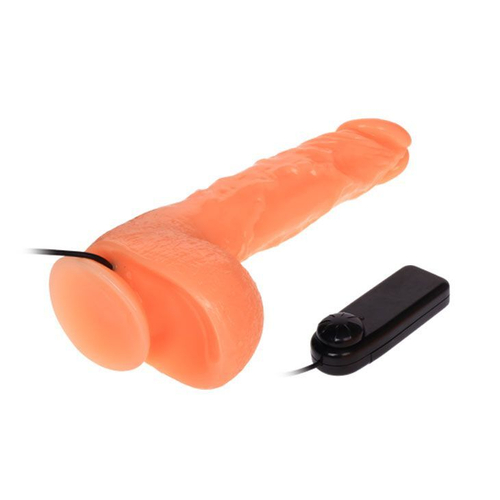 Baile Jason 25 см – реалистичный вибратор на присоске с мошонкой и пультом, телесный