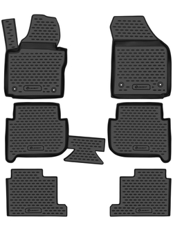 Коврики в салон для VW Touran (I) 2003-2010, (II) 2010-2015, 7 мест., 6 шт. (полиуретан) NLC.51.20.210K