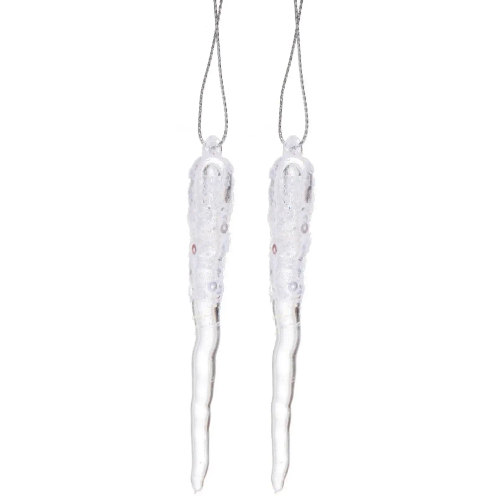 Подвеска «Морозная сосулька» 10 см (набор 2 шт), Белый