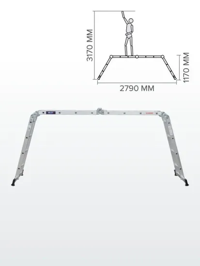 Лестница-трансформер "KROFT" 4х4 алюминиевая