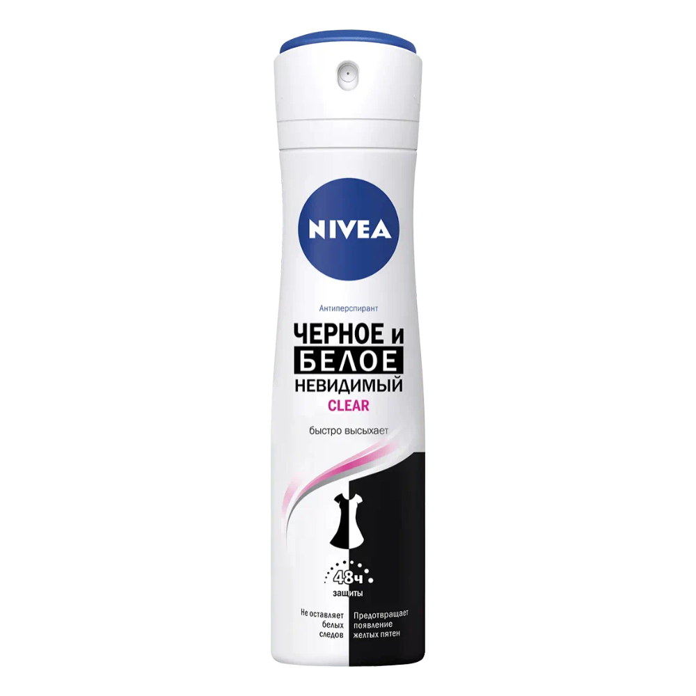 Дезодорант-антиперспирант Nivea Черное и Белое невидимый Clear 150 мл