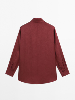 Massimo Dutti Струящаяся рубашка с длинными рукавами, вишнево-красный