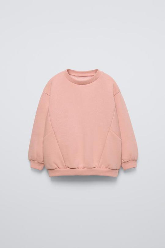 ZARA ТОЛСТОВКА С РЕЛЬЕФНЫМИ ШВАМИ, РОЗОВАТЫЙ