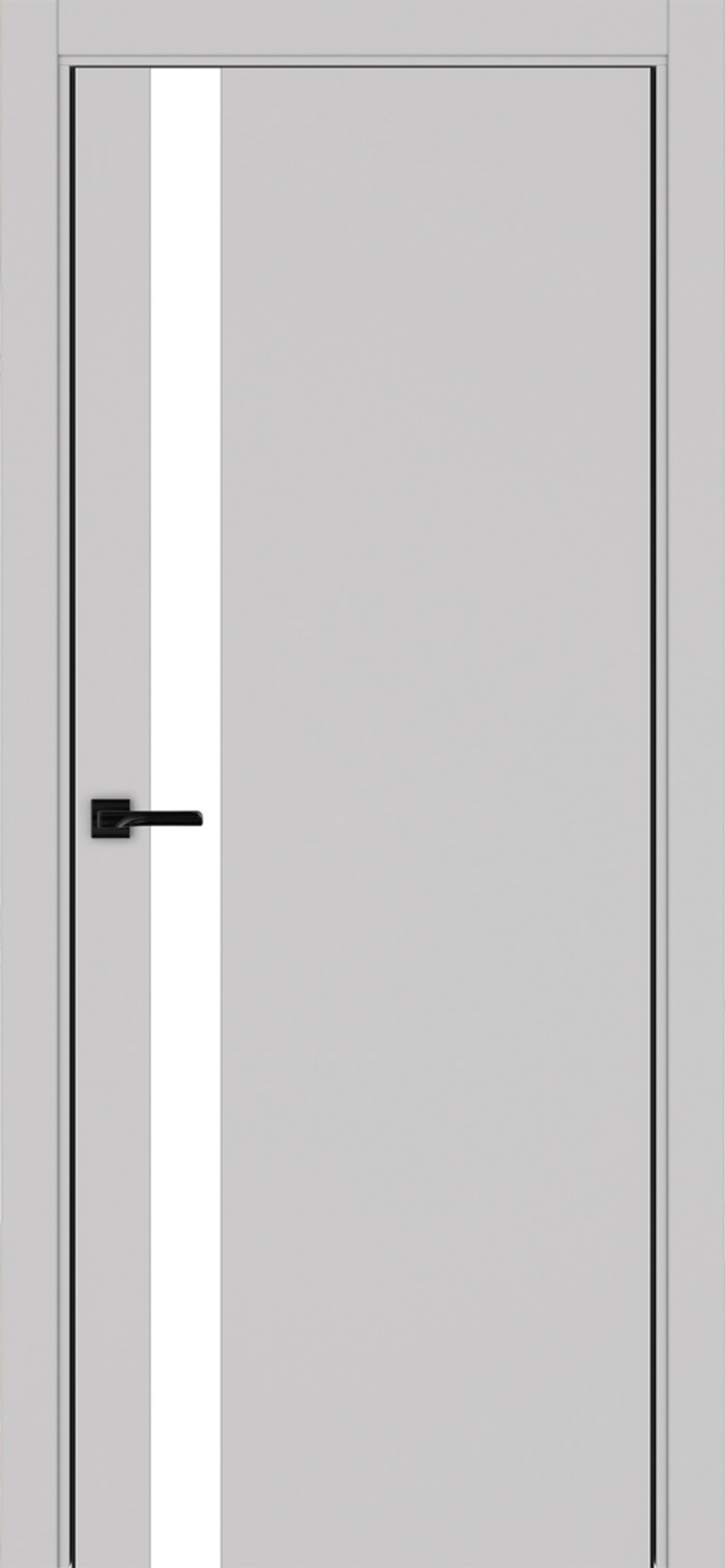Межкомнатная дверь Optima Porte НЕАПОЛЬ 211 Белое стекло, Алюминиевая кромка SB (матовый чёрный) с 2-х сторон