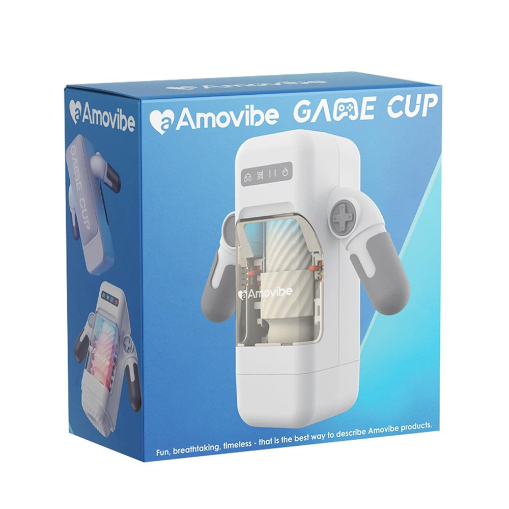 Автоматический белый робот-мастурбатор в виде игрового джойстика Amovibe Game Cup WRM Thrusting Male Masturbator