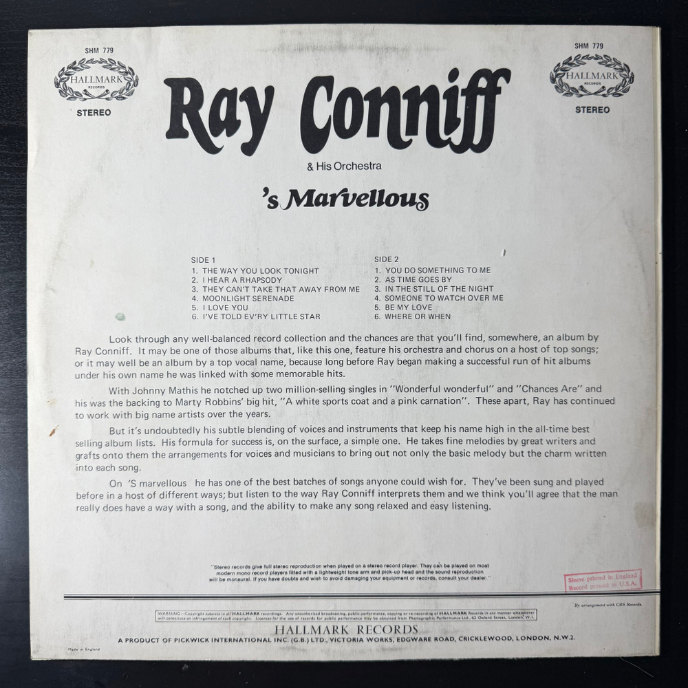 Ray Conniff & His Orchestra ‎– 'S Marvelous (США)