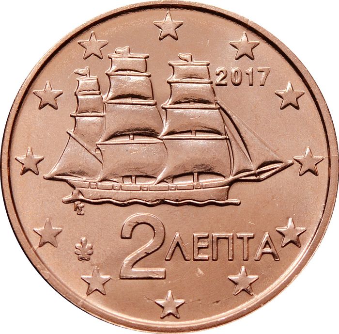 2 евроцента 2017 Греция (2 euro cent)