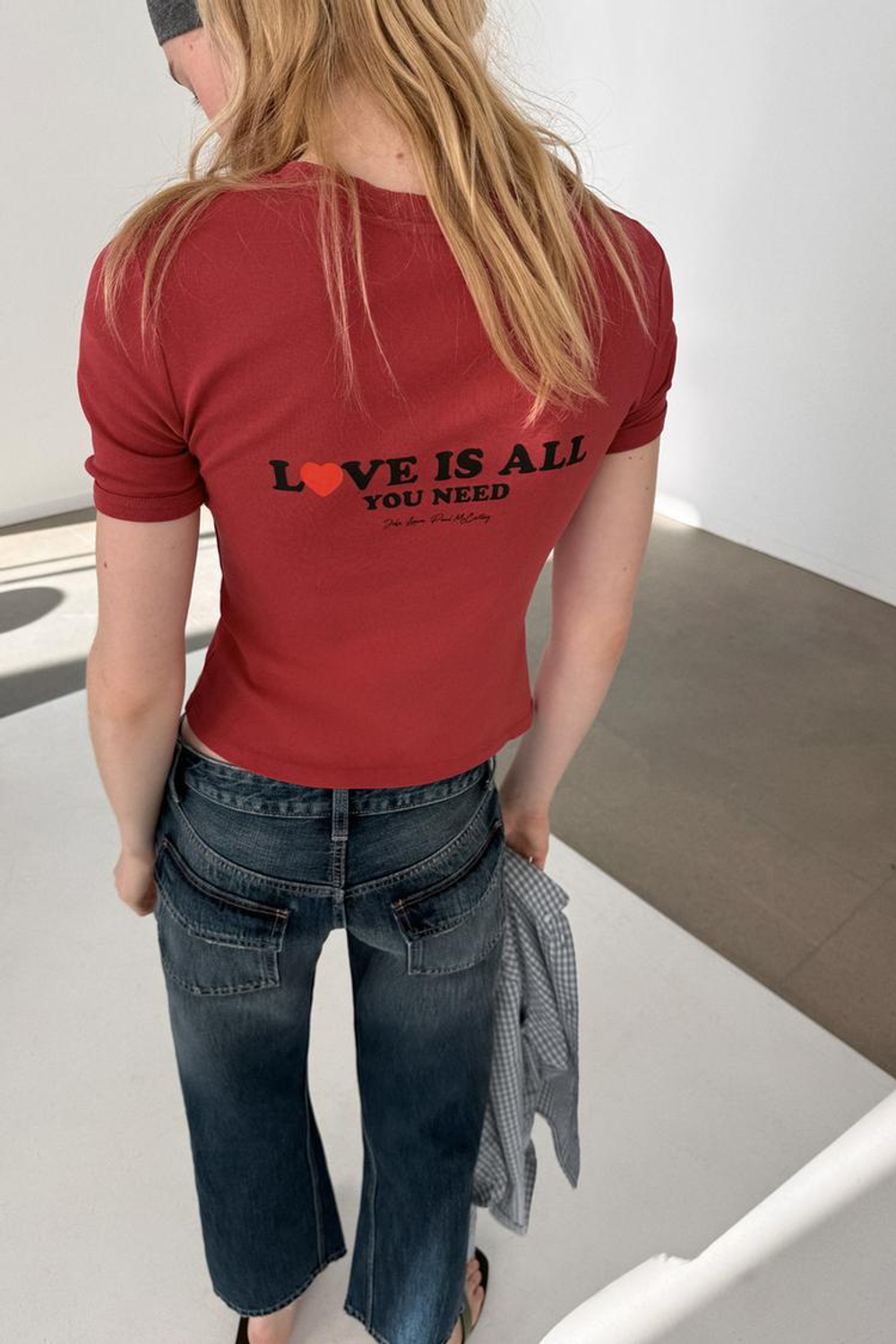 ZARA ФУТБОЛКА С НАДПИСЬЮ, КРАСНЫЙ