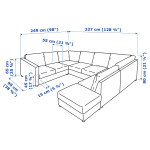 6-местный угловой диван с шезлонгом - IKEA VIMLE/GRANN/BOMSTAD, черный, кожа, 327х249х80 см, ВИМЛЕ/ГРАНН/БУМСТАД ИКЕА