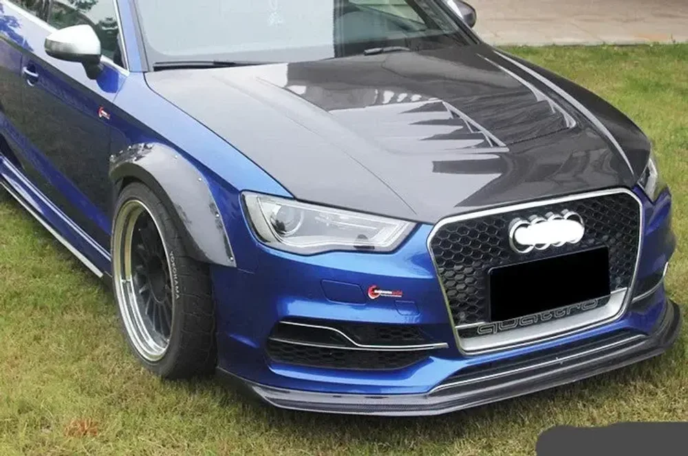Карбоновая губа переднего бампера для AUDI S3 A3 2013 - 2016 8V Ауди аэродинамический обвес