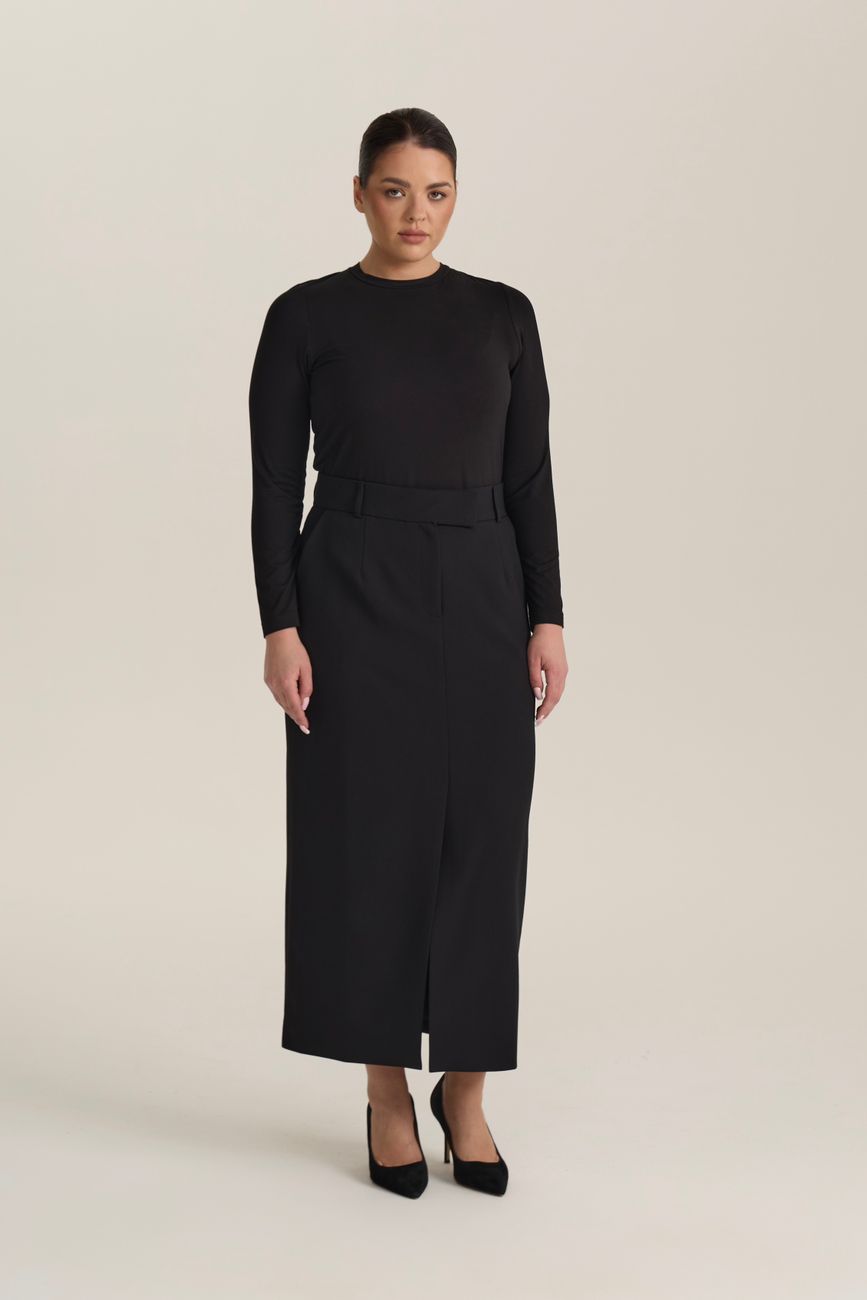 Юбка макси со шлицей спереди, черный