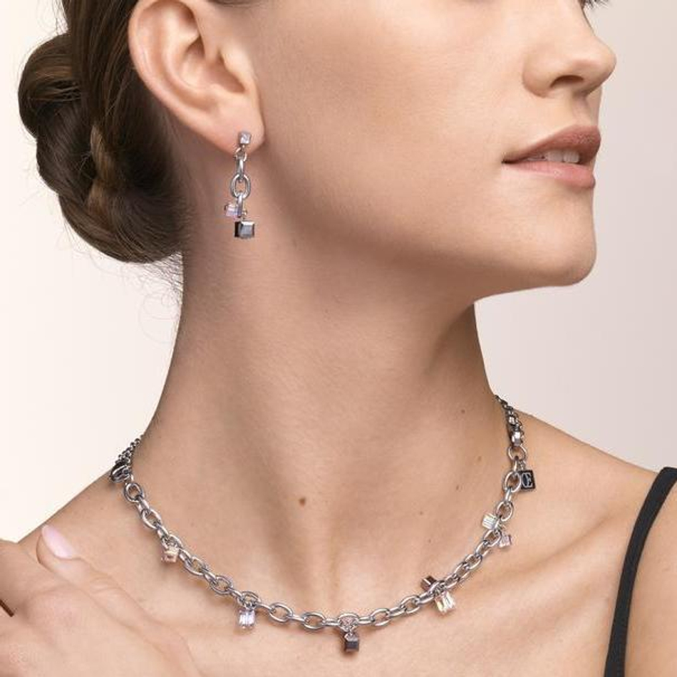 Колье-трансформер Coeur de Lion Crystal-Silver 5063/10-1817 цвет прозрачный