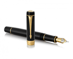 Перьевая ручка Parker Duofold Classic Centennial Black GT 1931382 стержень: M, цвет чернил: black, в подарочной упаковке.