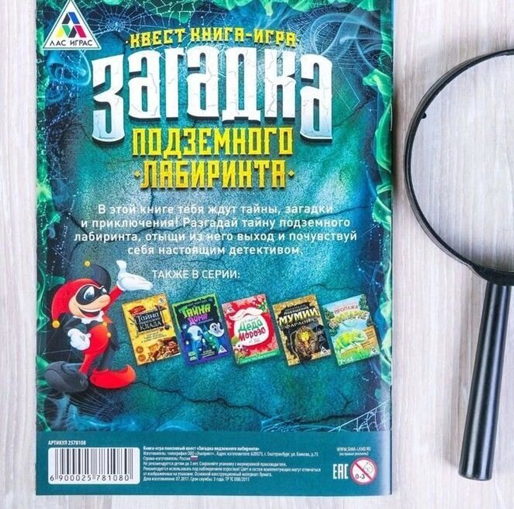 Книга-игра поисковый квест "Загадка подземного лабиринта", 22 страницы