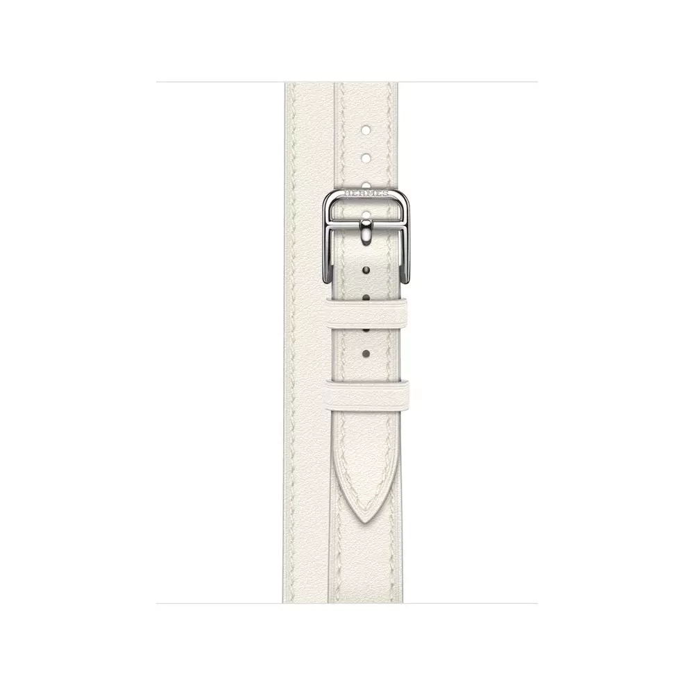 Apple Watch Series 8 Hermes 41mm, двойной тонкий кожаный ремешок белого цвета