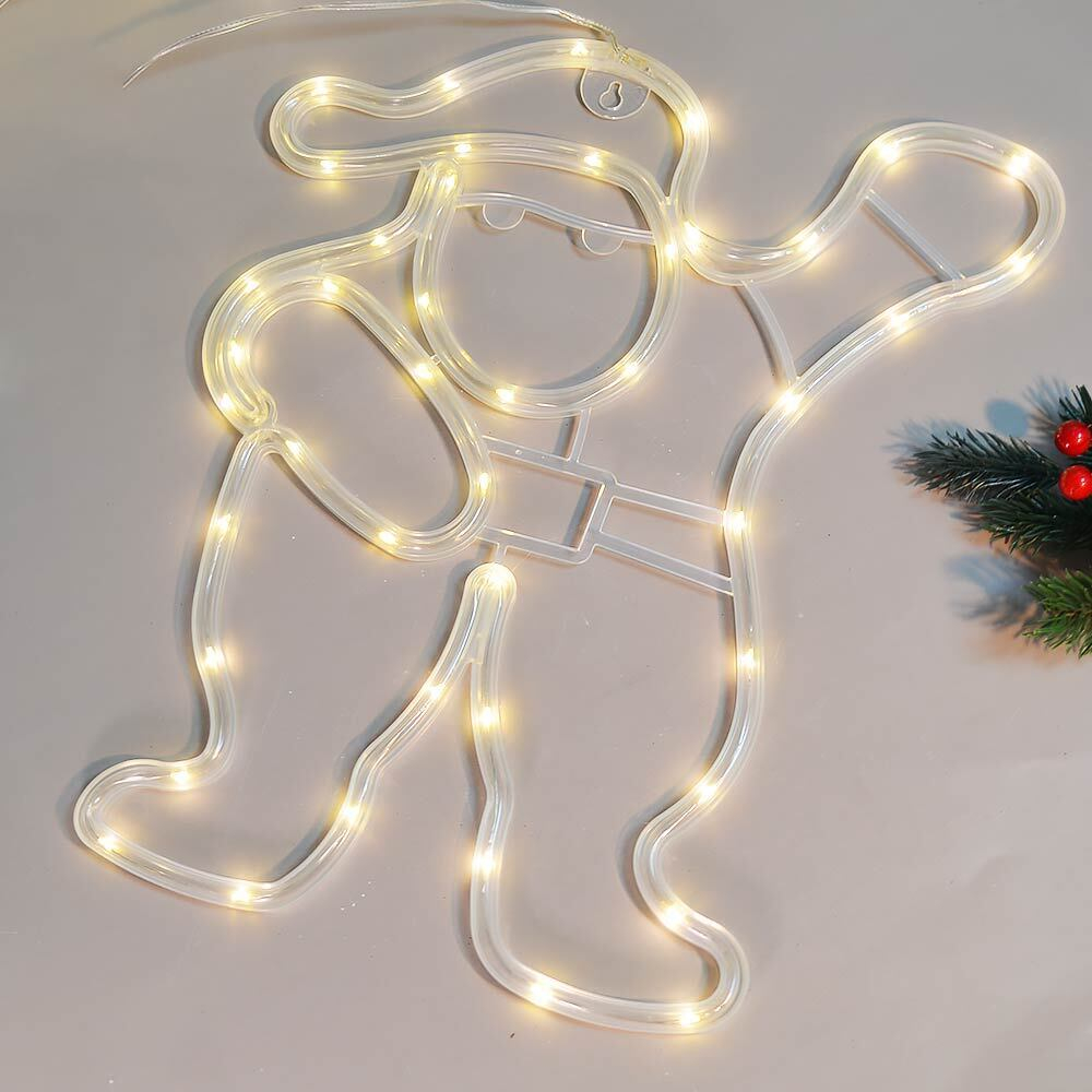 Панно световое "Санта" 44 LED лампы, белый теплый свет, работает от батареек 3АА (в комплект не вход