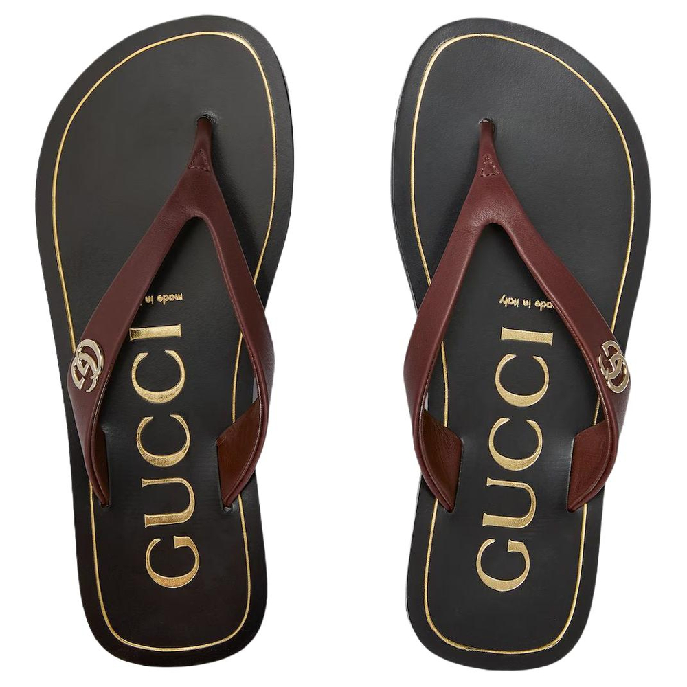 GUCCI GG Flip Flops Women"s Dark Brown