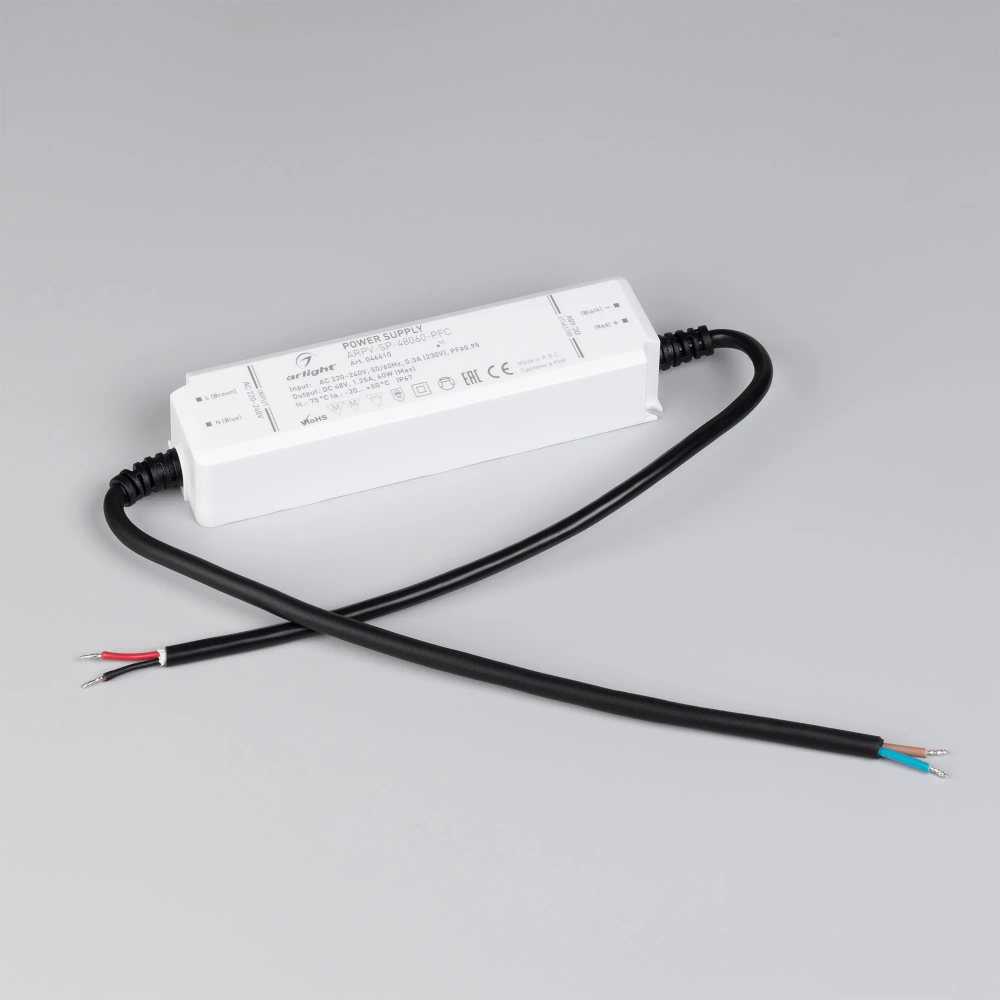 Блок питания ARPV-SP-48060-PFC (48V, 1.25A, 60W) (Arlight, IP67 Пластик, 5 лет) 046610