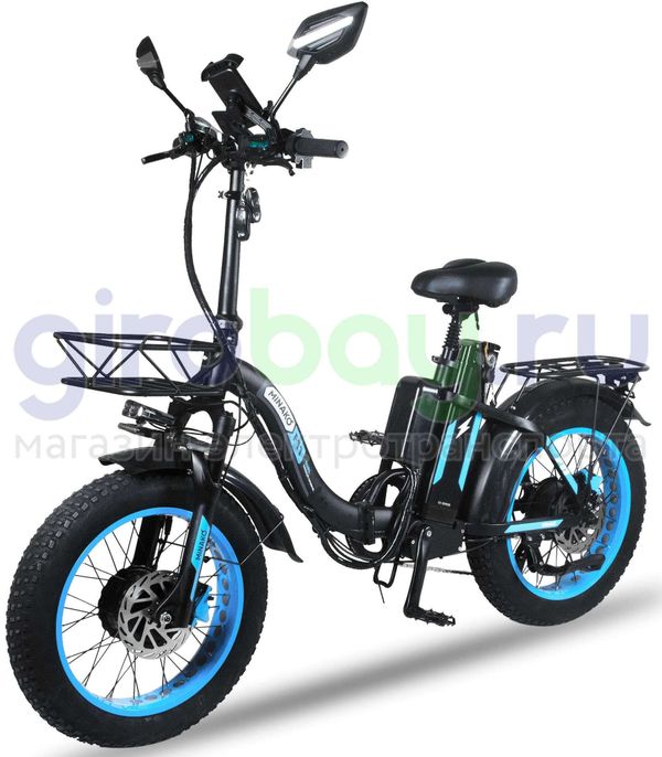 Электровелосипед Minako F11 Pro Dual 48V/20Ah (полный привод) 2025 года - Синий обод фото №1