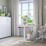 Письменный стол с регулировкой по высоте - IKEA MITTZON/МИТТЗОН ИКЕА, 120х80х62-126 см, белый/под беленый дуб