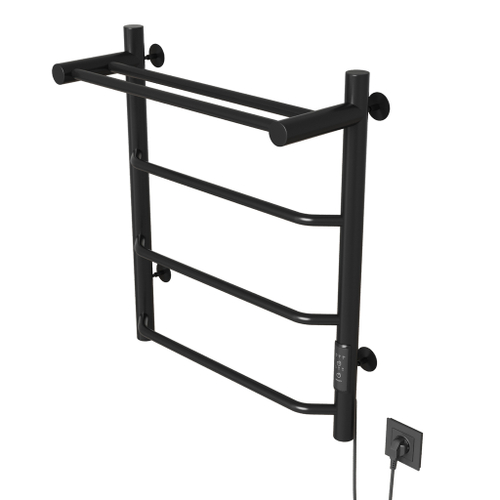 Полотенцесушитель MIXLINE MIRA  60х50 (таймер, 251Вт, 3 перекладины + ПОЛКА) электрический ЧЕРНЫЙ