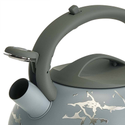 Чайник 3 л из нержавеющей стали со свистком, индукционное дно ALPENKOK AK-540 серый с серебряным, ручка серый