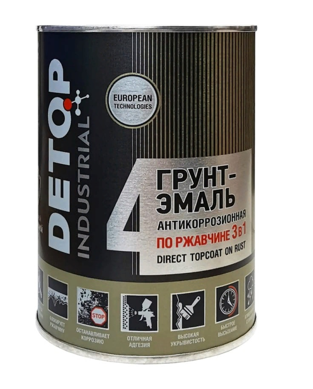 Грунт-Эмаль 3в1 DETOP черная