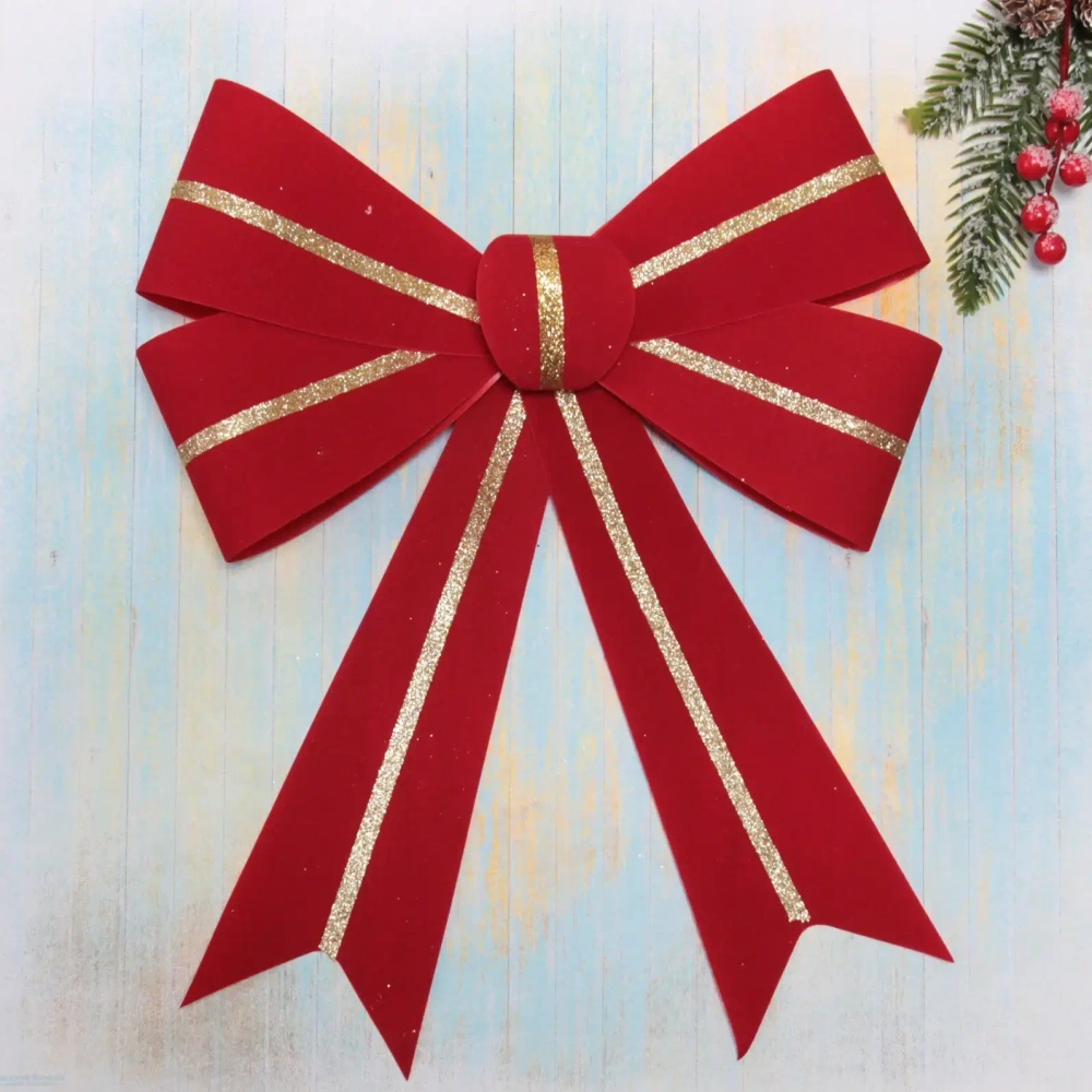 Бант на ёлку «Праздничный» 38*28 см, Красный