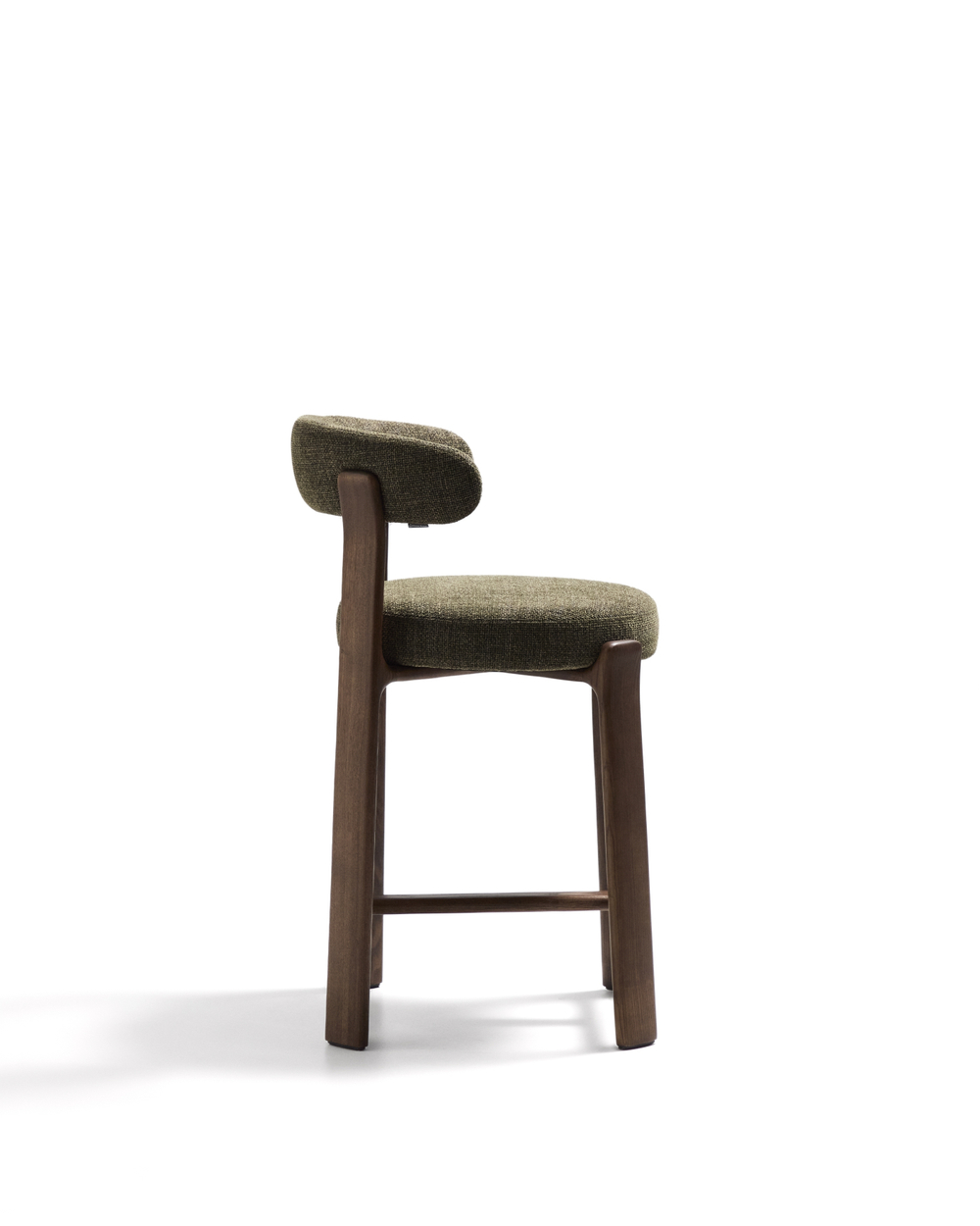 Полубарный стул Granite из зеленой синели и ясеня с отделкой орех 65 см