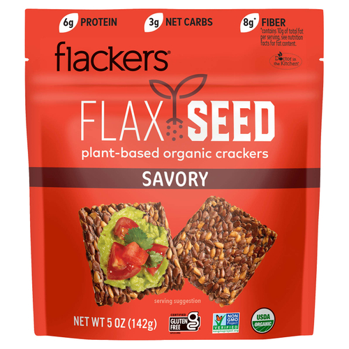 Flackers, крекеры из семян льна, пикантный, 142 г (5 унций)