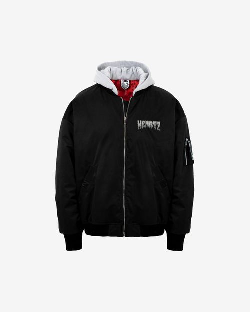 Бомбер Heartz Intruder v1.1 Oversized Embroidered Hooded Черная
