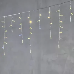 Светодиодная бахрома с колпачком 3,1*0,5 м., 120 теплых белых LED ламп, мерцание, прозрачный провод ПВХ, IP65, LTC (PIL120BLWCAP-10-2WW)