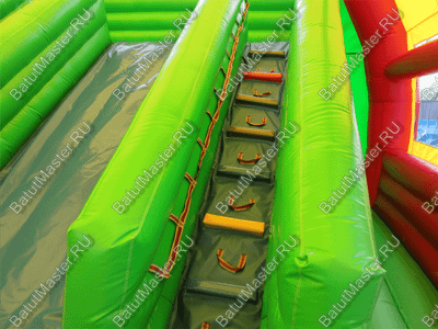Надувной батут "Страна Сафария-2" с крышей и высокими горками 13*7*6 м
