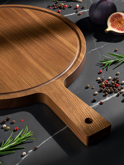 Разделочная доска круглая 25 см с ручкой