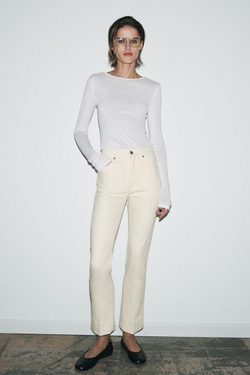 ZARA ДЖИНСЫ BOOTCUT СО СРЕДНЕЙ ПОСАДКОЙ — ZW COLLECTION, ЭКРЮ