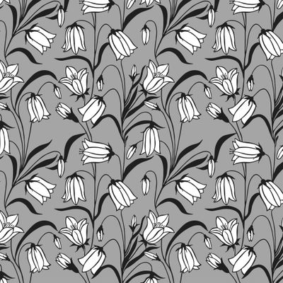 Seamless pattern. Flowers bluebells hand drawing.