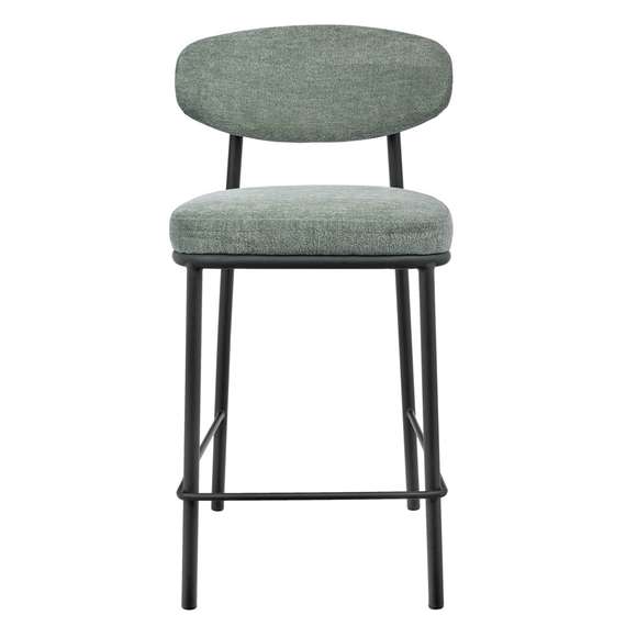 Полубарный стул Arvo 65 см, серо-зеленый шенилл с черными ножками