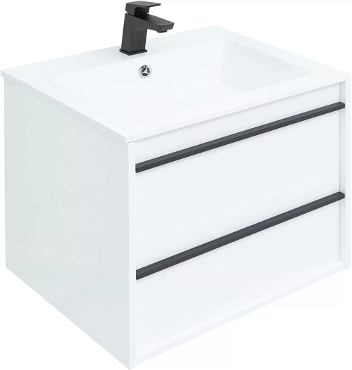 Тумба с раковиной Aquanet Lino 60 белый матовый