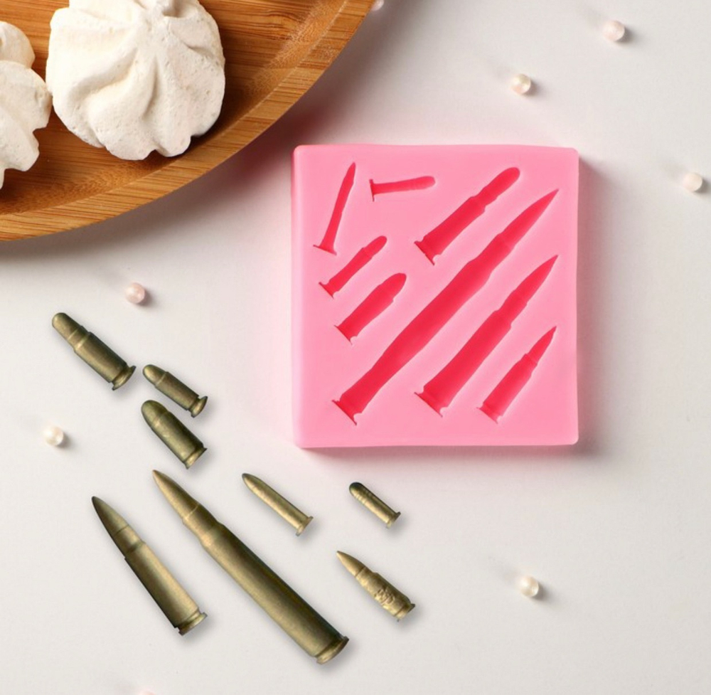 Молд «Гильзы», 7,5×7,2×1,2 см, цвет розовый