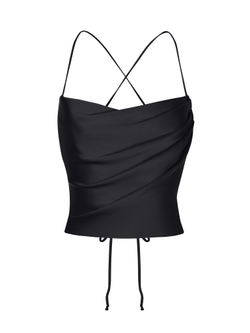 Блуза-топ драпированная из сатина с открытой спиной