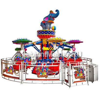 Электрическая Аттракцион карусель «Цирковой слоник», 6,5×6,5×4,2 м