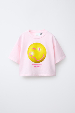 ZARA ФУТБОЛКА С ПРИНТОМ SMILEYWORLD ®, РОЗОВЫЙ