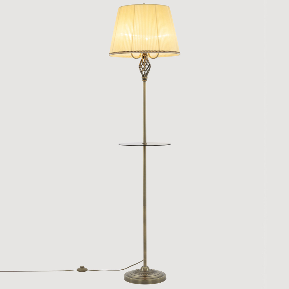 Citilux Вена CL402933T Торшер бронза со столиком и кремовым абажуром