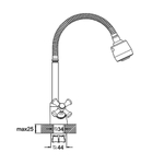 Смеситель для кухни, G.lauf, гибк излив, с кран-буксой, хром, QTZ4-E827