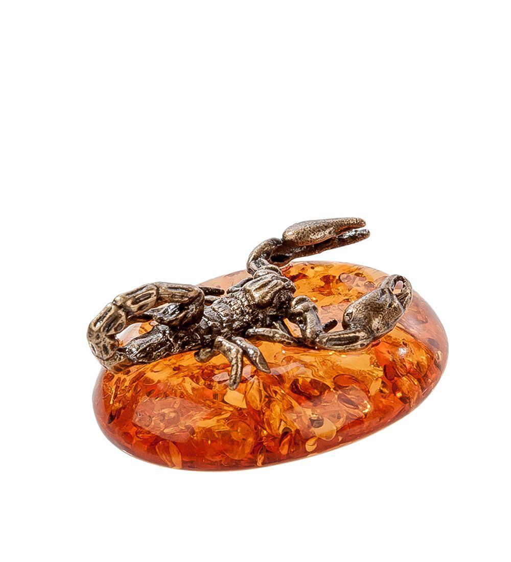 AM- 545 Фигурка «Скорпион на подставке» мал. (латунь, янтарь)