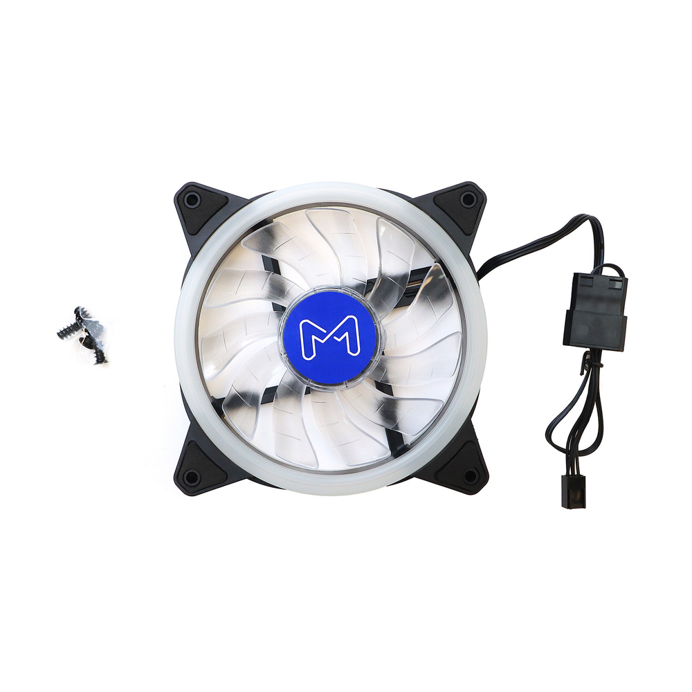 Вентилятор Mastero MF-120, 120мм, 1500rpm, 3-pin+Molex, белый/RGB, 45CFM, 18дБ (MF120RGBV1)