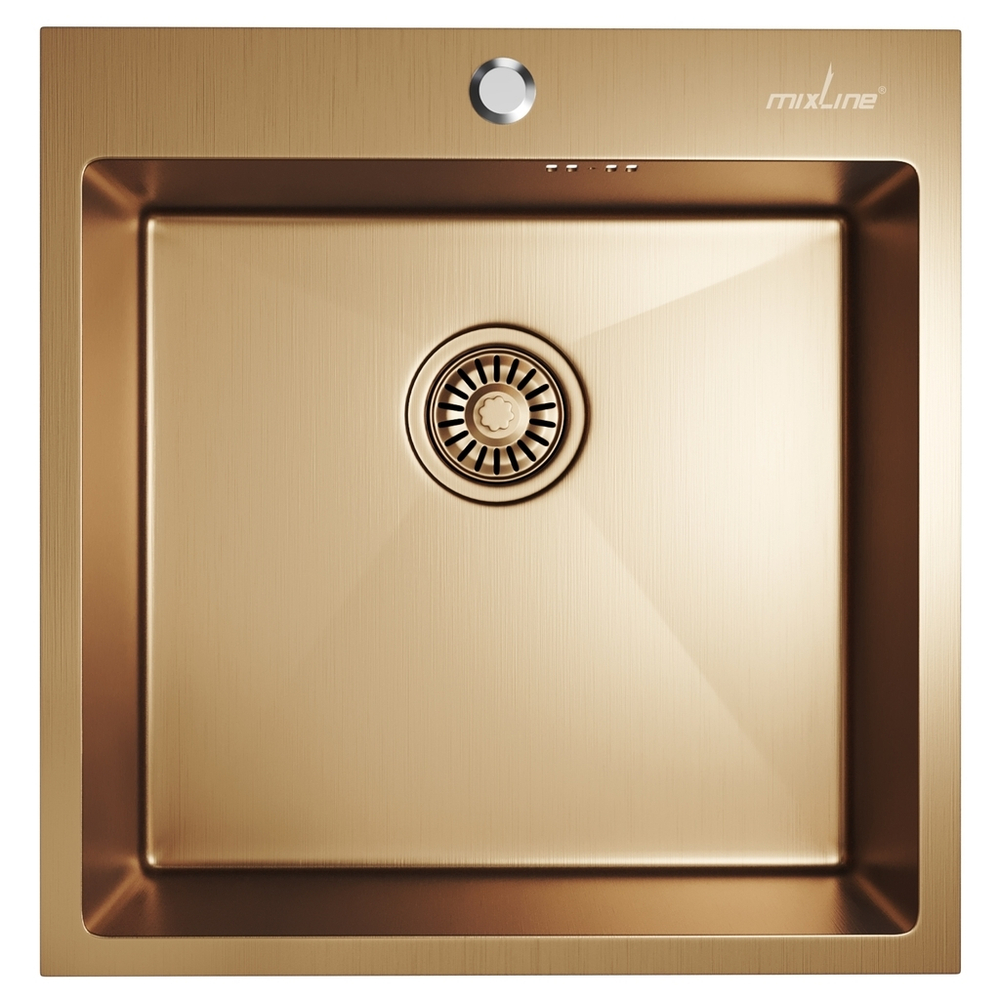 Мойка настол.монтаж 50х50 (3,0) вып 3 1/2  MIXLINE PRO С ФАСКОЙ 20см с сифоном (бронза)