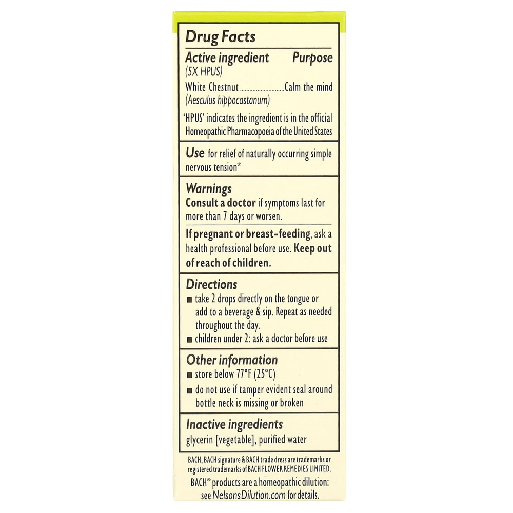 Bach, Original Flower Remedies, смесь белых каштанов, 10 мл (0,35 жидк. унции)