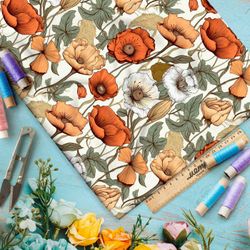 Ткань премиум таффета яркий полевой гербарий