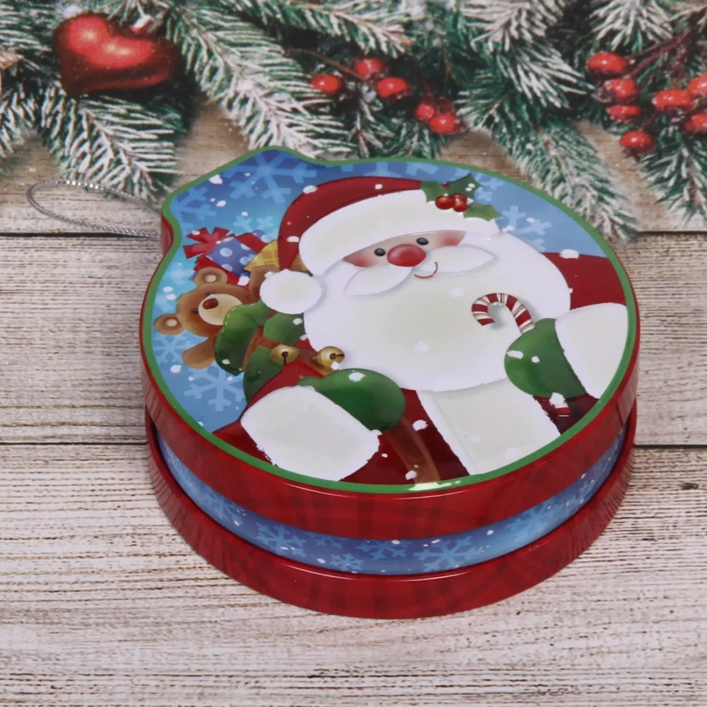 Банка жестяная 200мл 11,2*12,2*4см «Дедушка Мороз» двухсторонняя